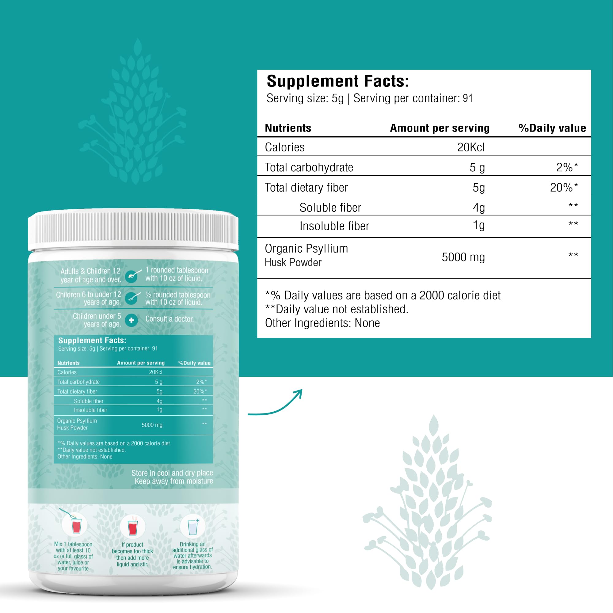 The Holly Tree Psyllium Husk Powder 16 oz packaging