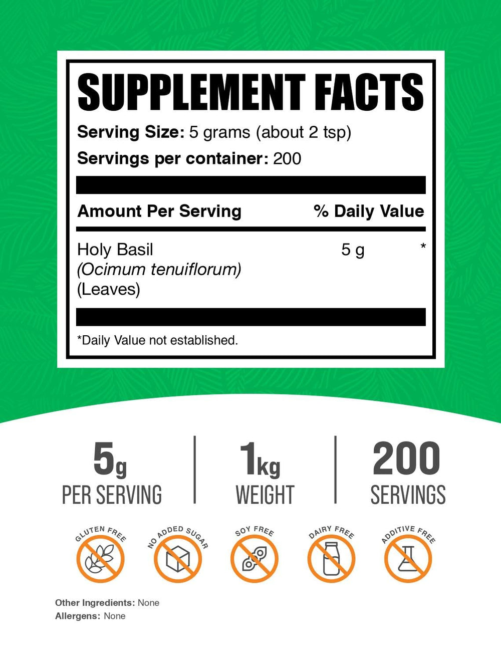 Holy Basil powder 5g serving size