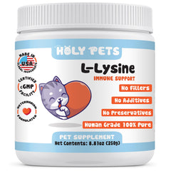 Holy Pets L-Lysine powder container front view (250g)