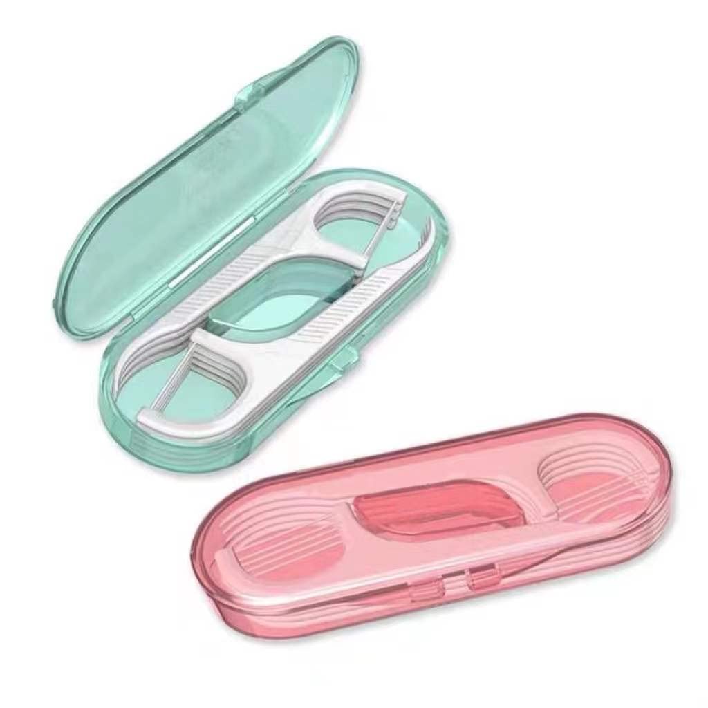 Portable floss picks travel case with 2 boxes