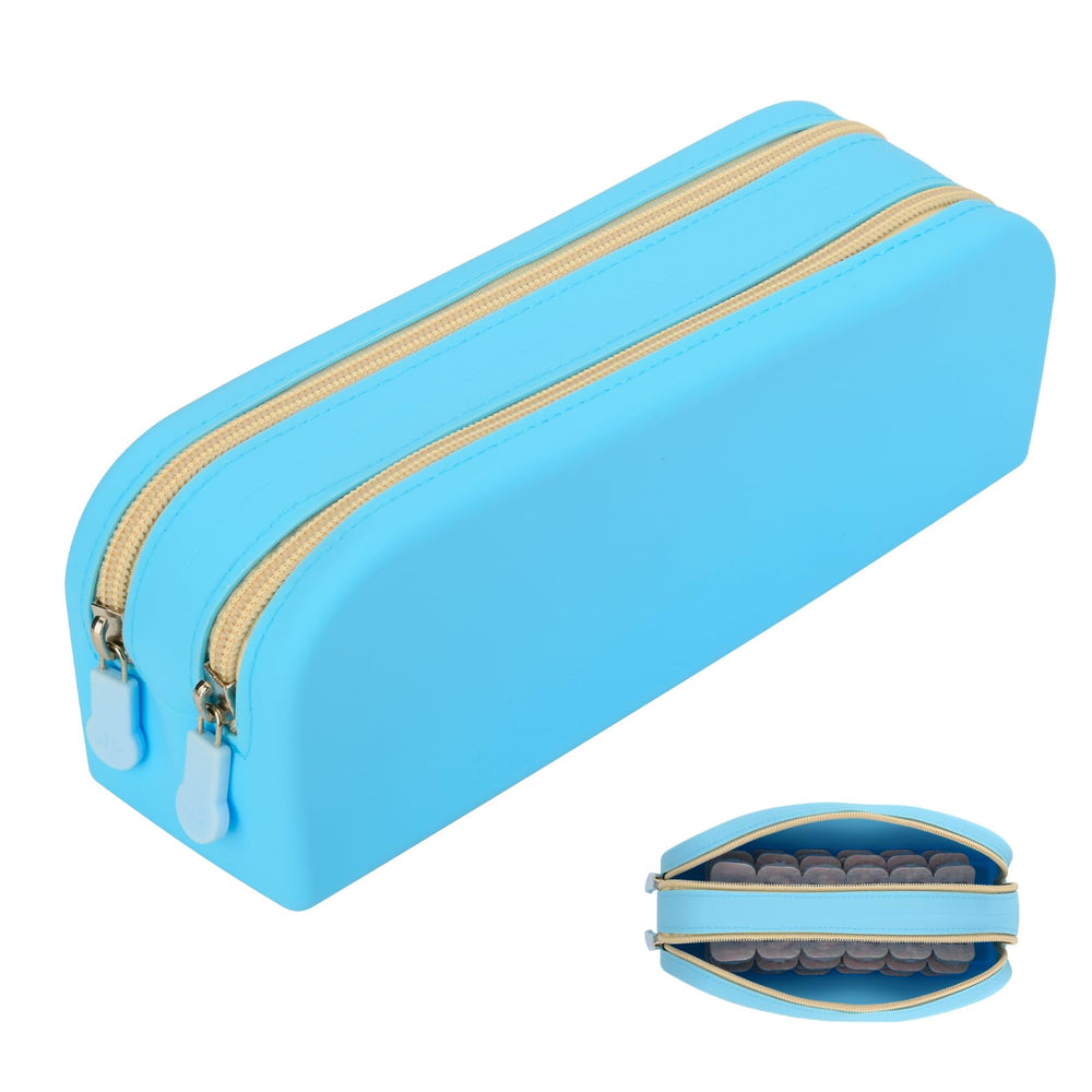 Front view of the Homakover Blue Portable Daily Contact Lens Organizer