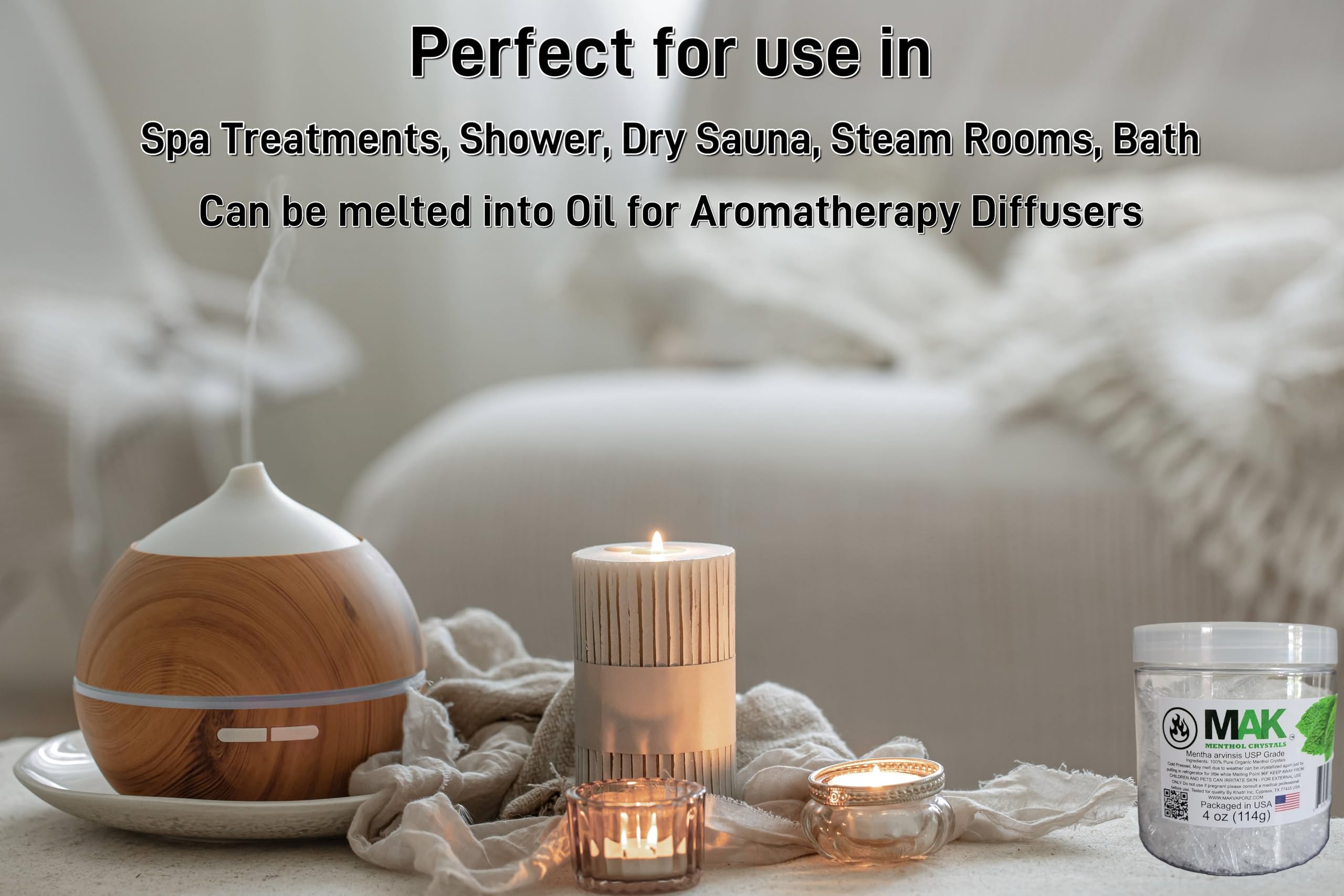 Home spa setup with menthol crystals