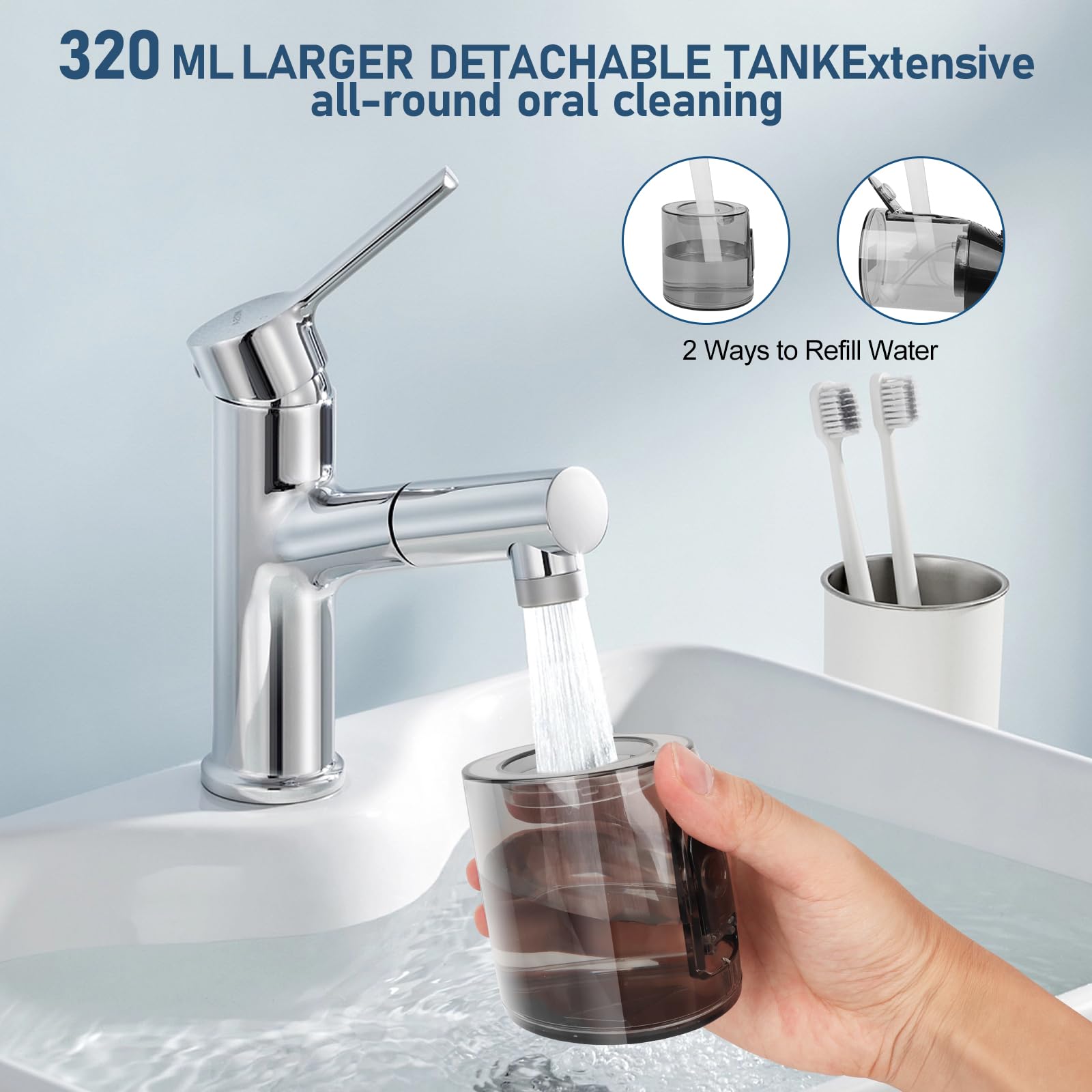 Compact travel-friendly dental irrigator for home and on the go