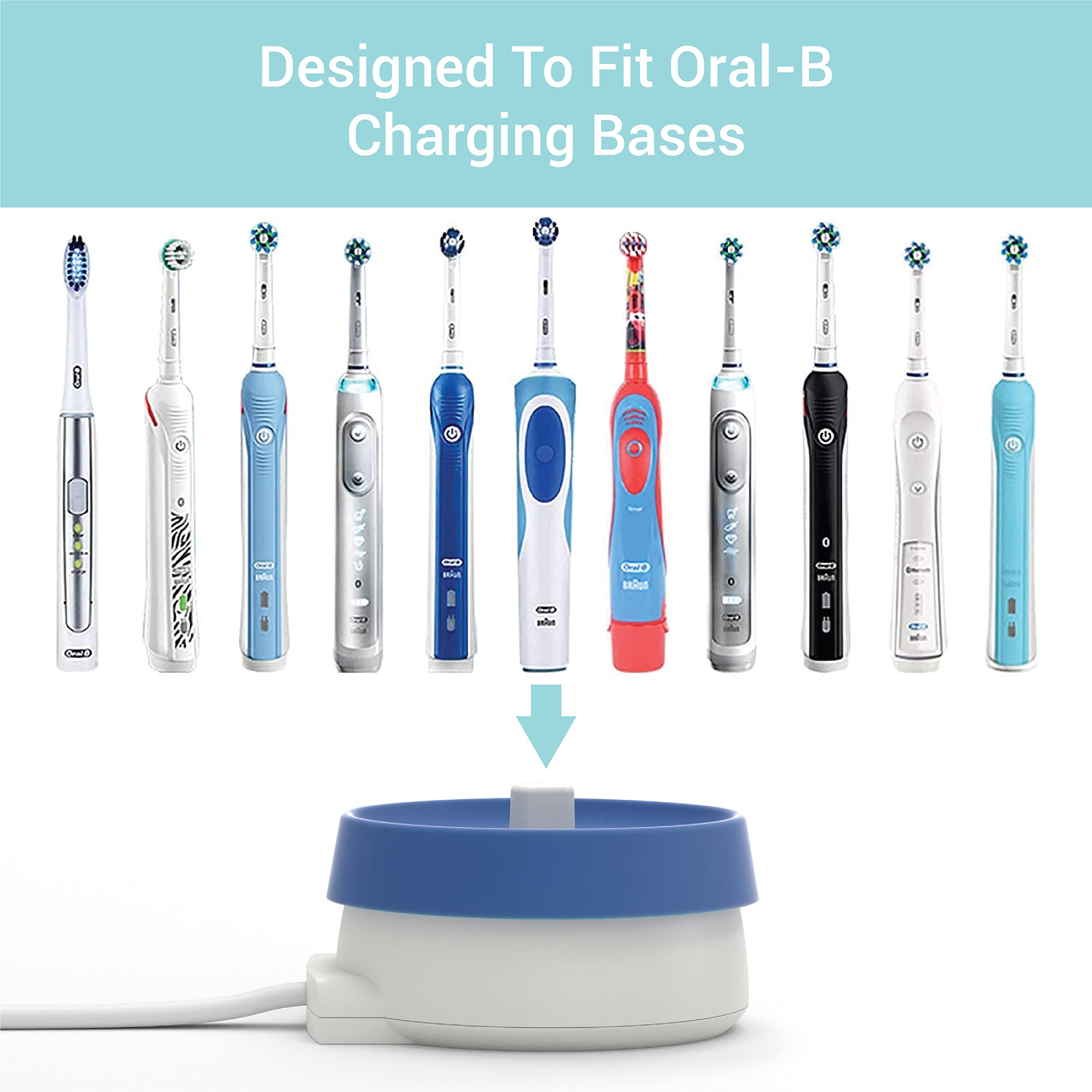 Homm Labs silicone clean cover attached to Oral-B charger base with color options