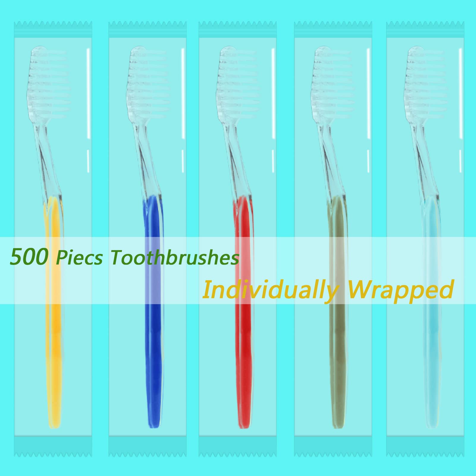 Individually wrapped toothbrush in transparent packaging