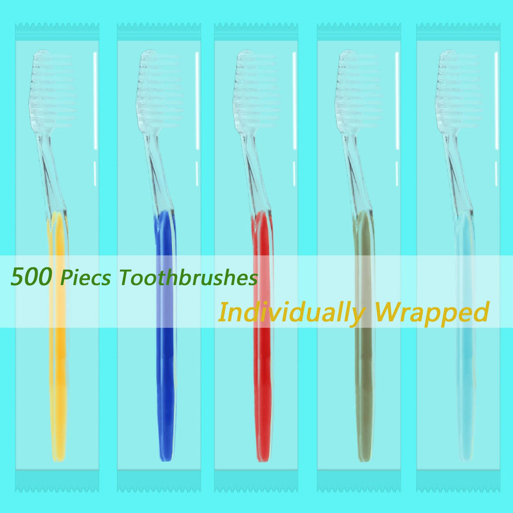 Individually wrapped toothbrush in transparent packaging