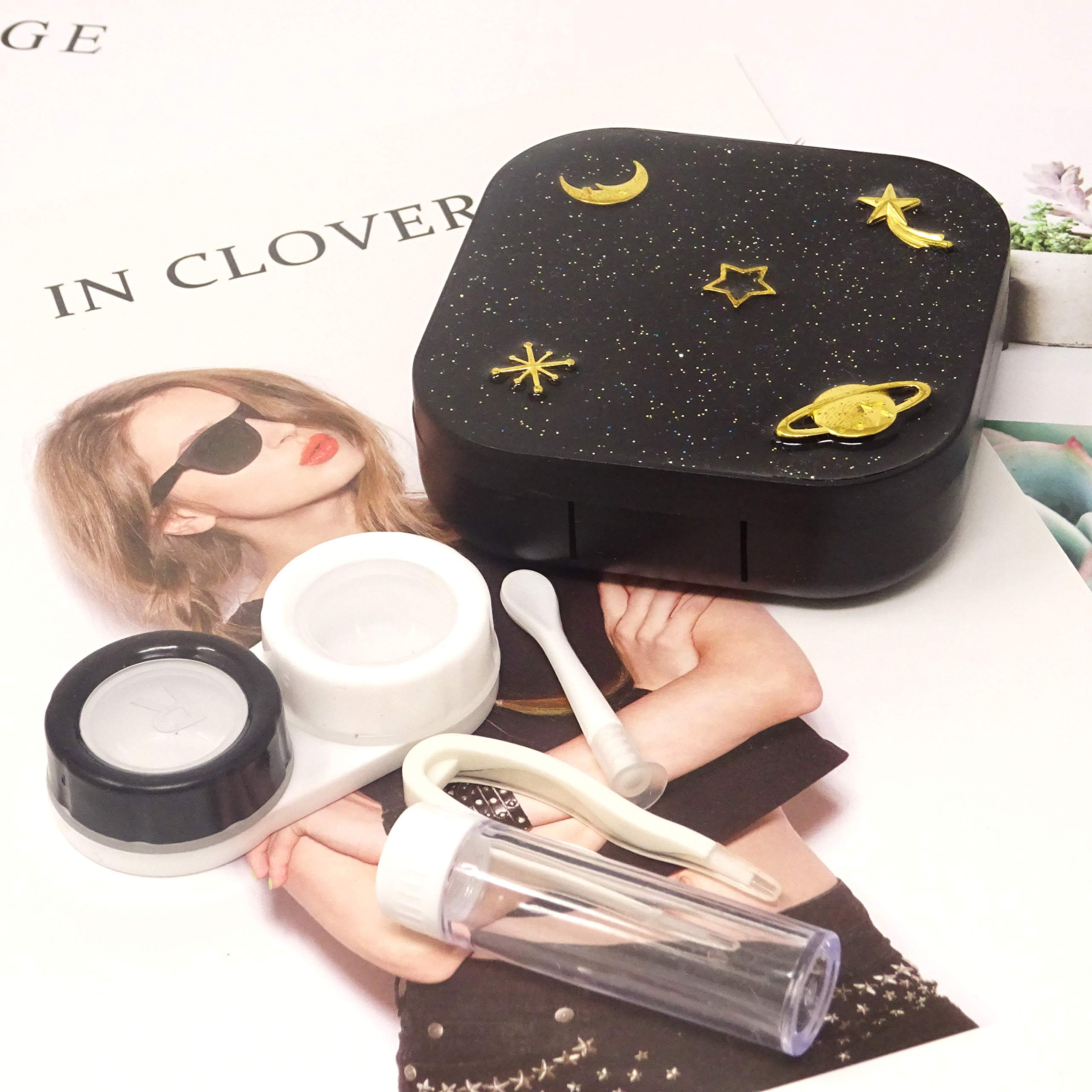 Included accessories: tweezer, applicator, solution bottle, lens holder, mirror