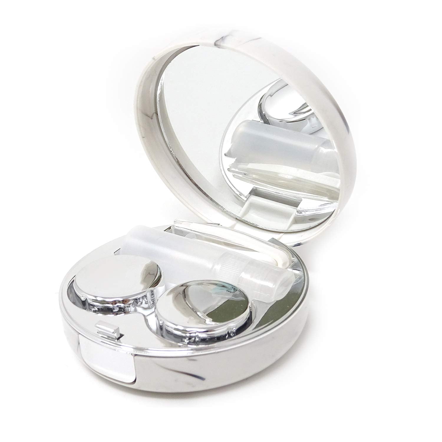 Honbay marble round contact lens case in rose gold – front view