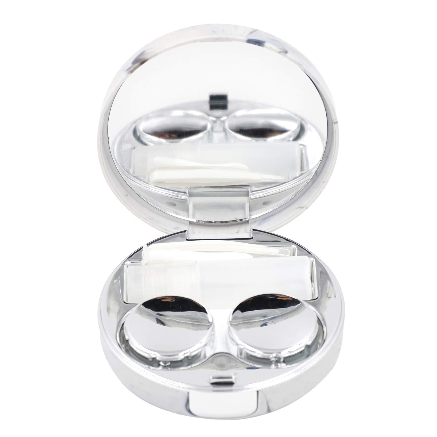 Portable compact rose gold contact lens case for travel