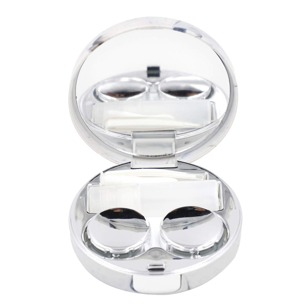 Portable compact rose gold contact lens case for travel