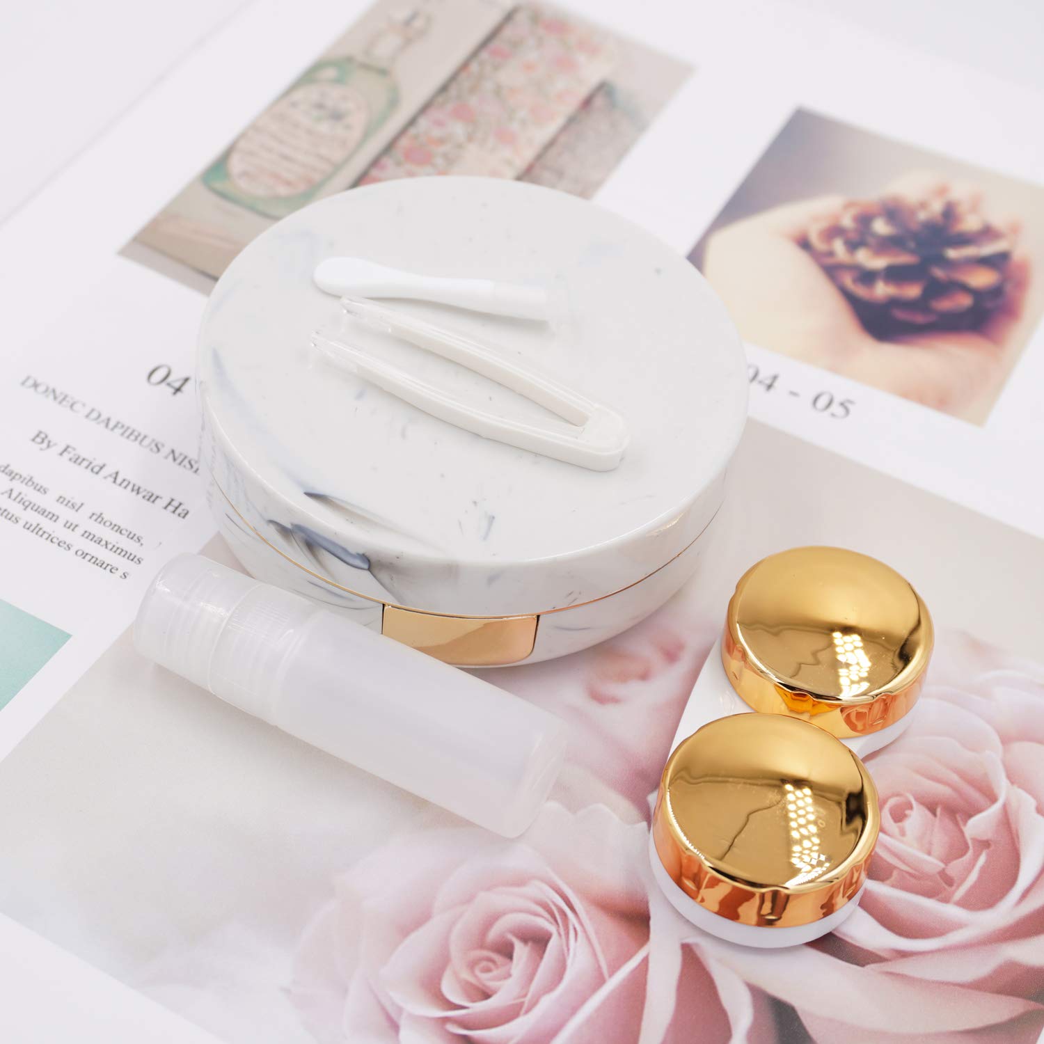 Travel-friendly Honbay contact lens case in rose gold