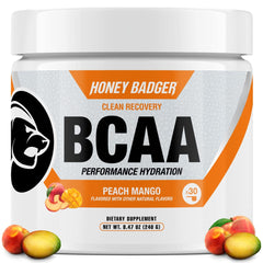 Honey Badger BCAA + EAA Peach Mango powder tub – 30 servings