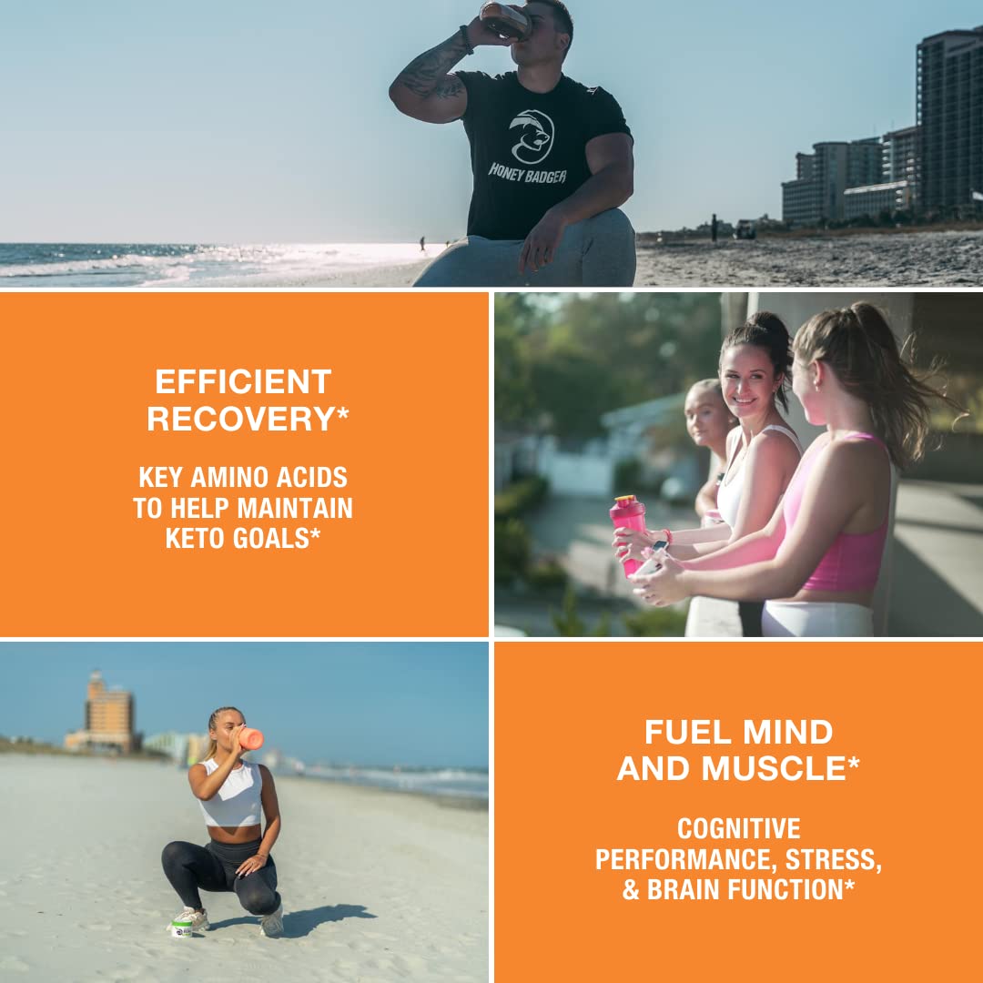 Nutrition label for Honey Badger BCAA + EAA powder