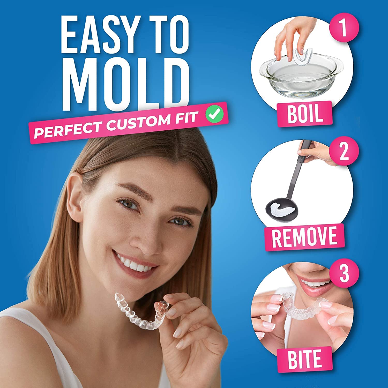 User wearing guard for nighttime teeth grinding protection