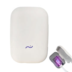 Honzoe toothbrush cleaner and holder in white, front view
