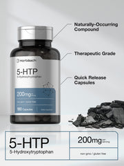 Close-up of 5-HTP quick-release capsules