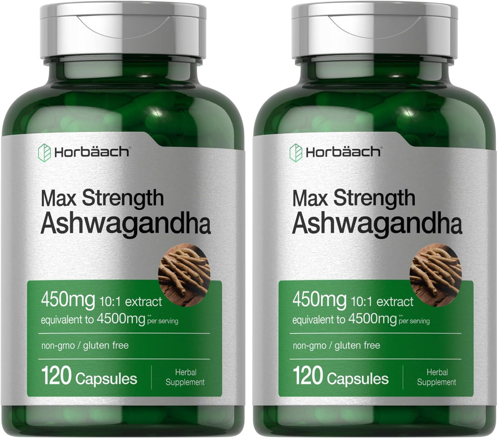 Horbäach Ashwagandha Pack 2 bottle front view