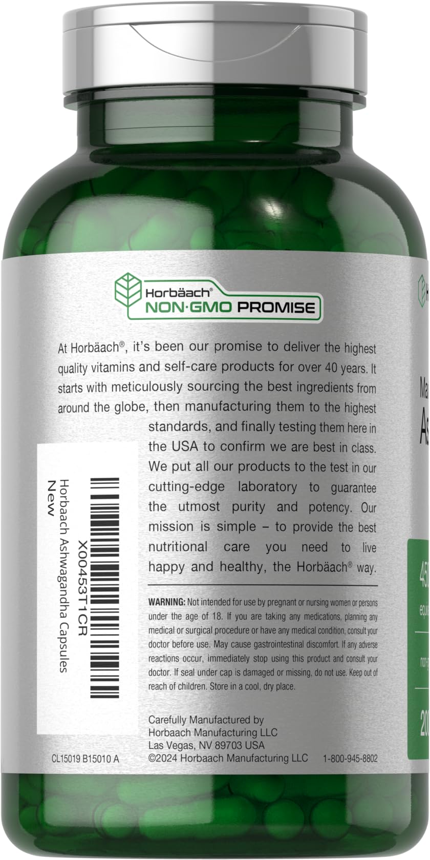 Horbäach Ashwagandha supplement facts panel