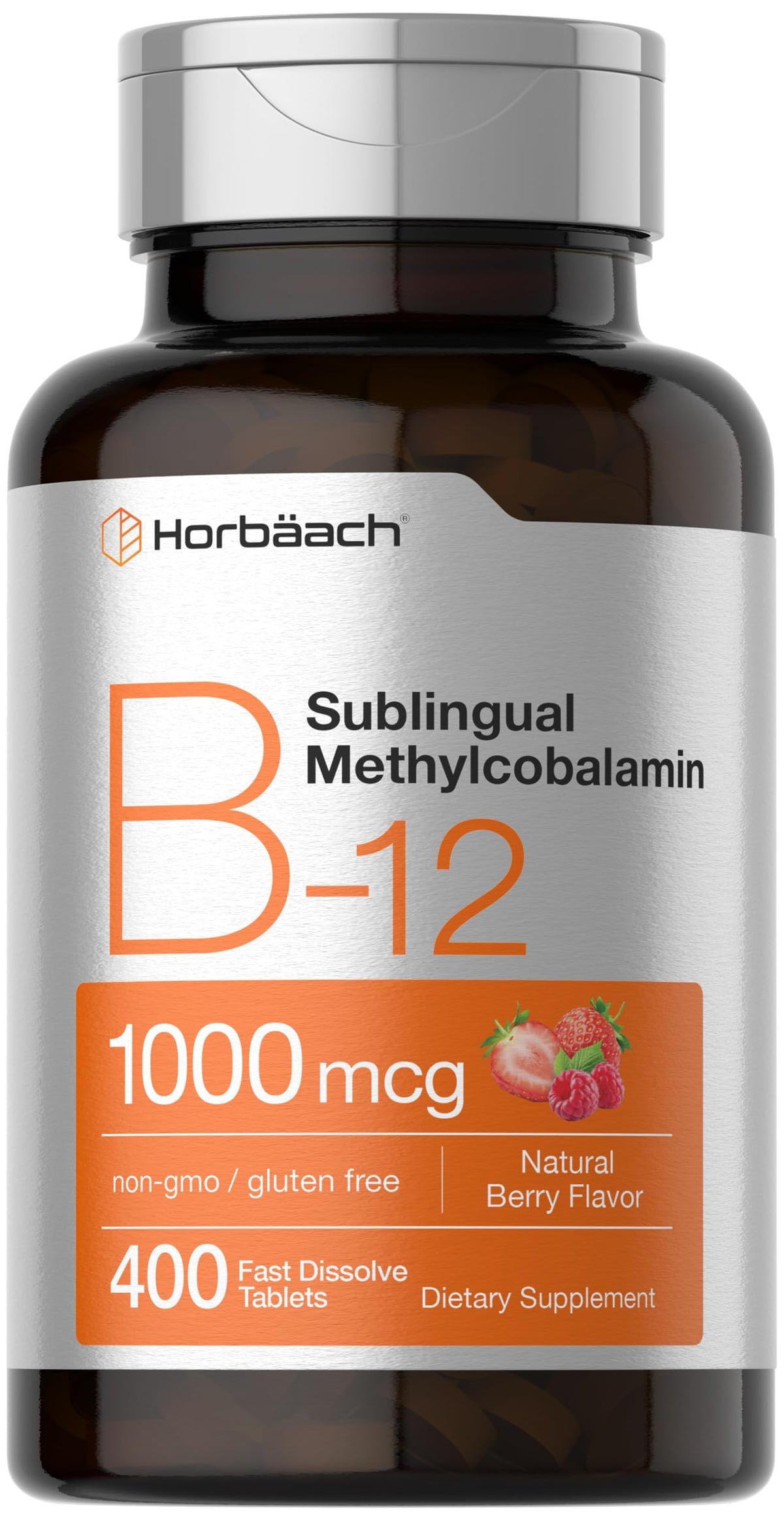 Horbaach Vitamin B12 1000 mcg Sublingual Berry Flavor Bottle