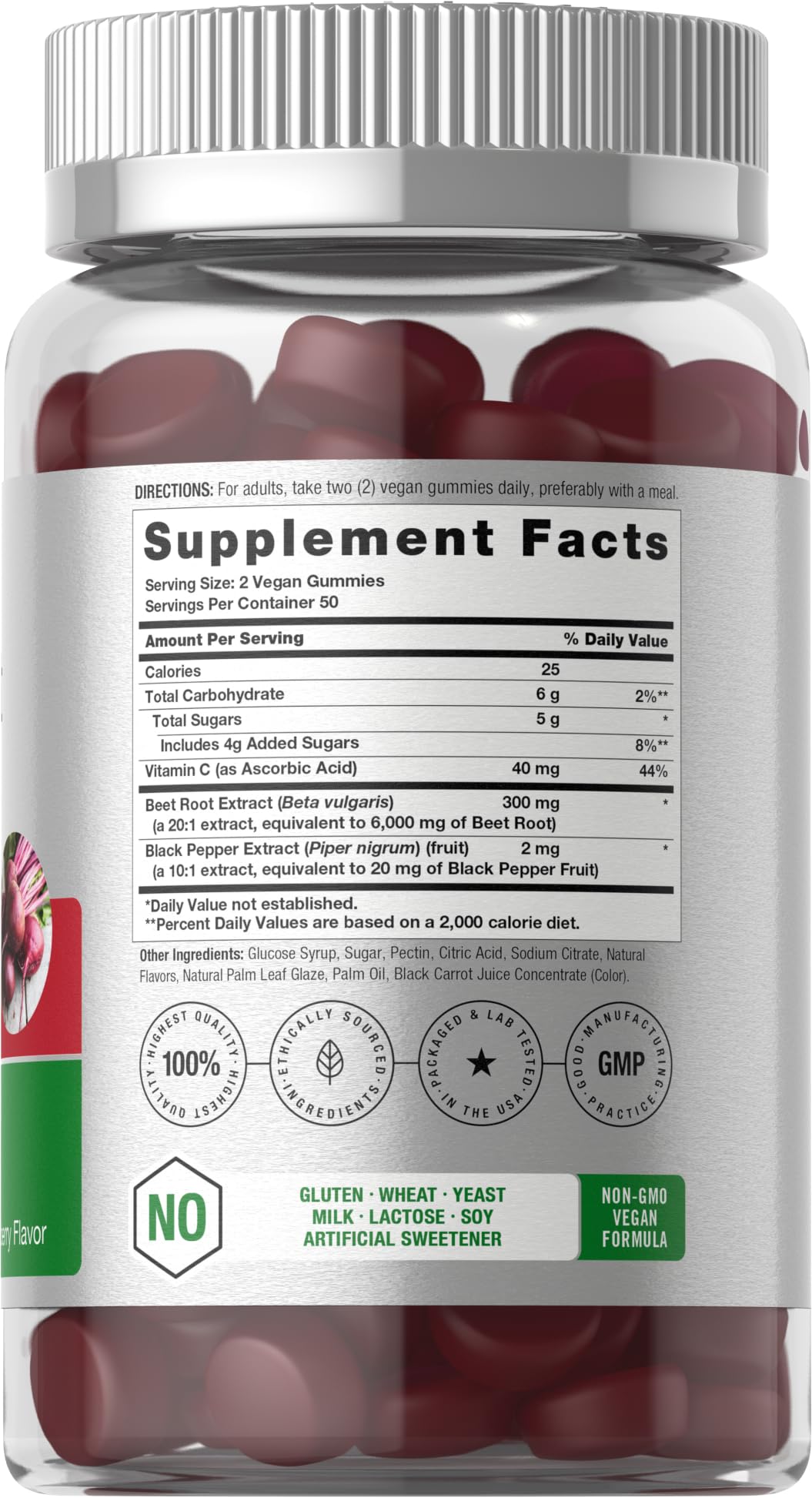 Horbäach Beet Root Gummies 6000mg bottle packaging close-up