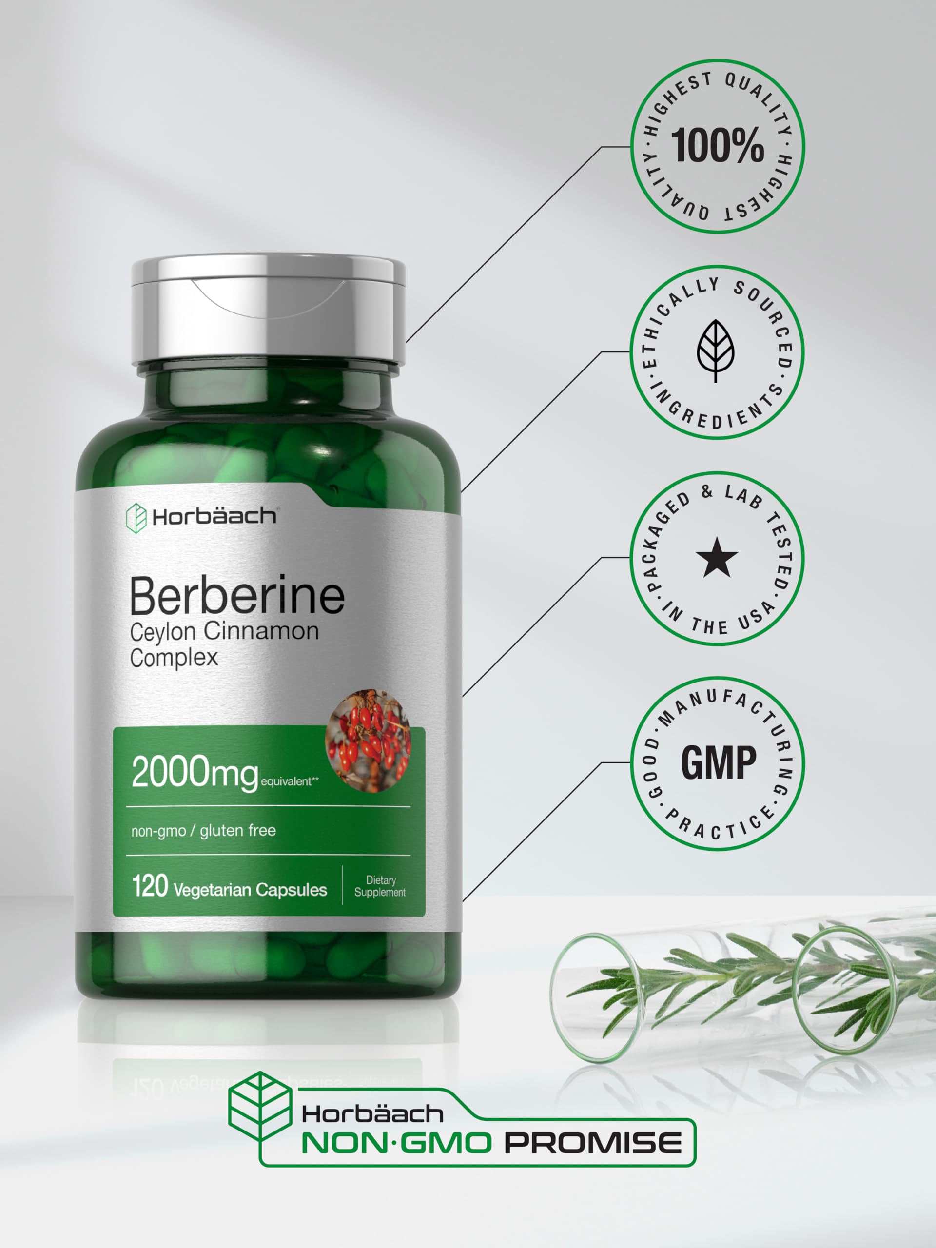 Supplement facts panel for Berberine with Cinnamon