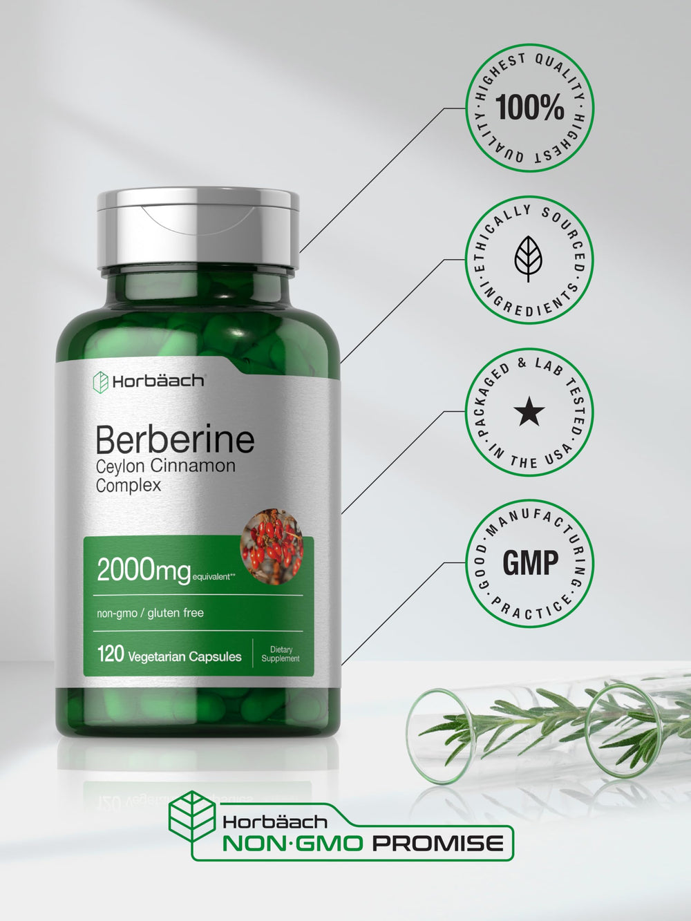 Supplement facts panel for Berberine with Cinnamon