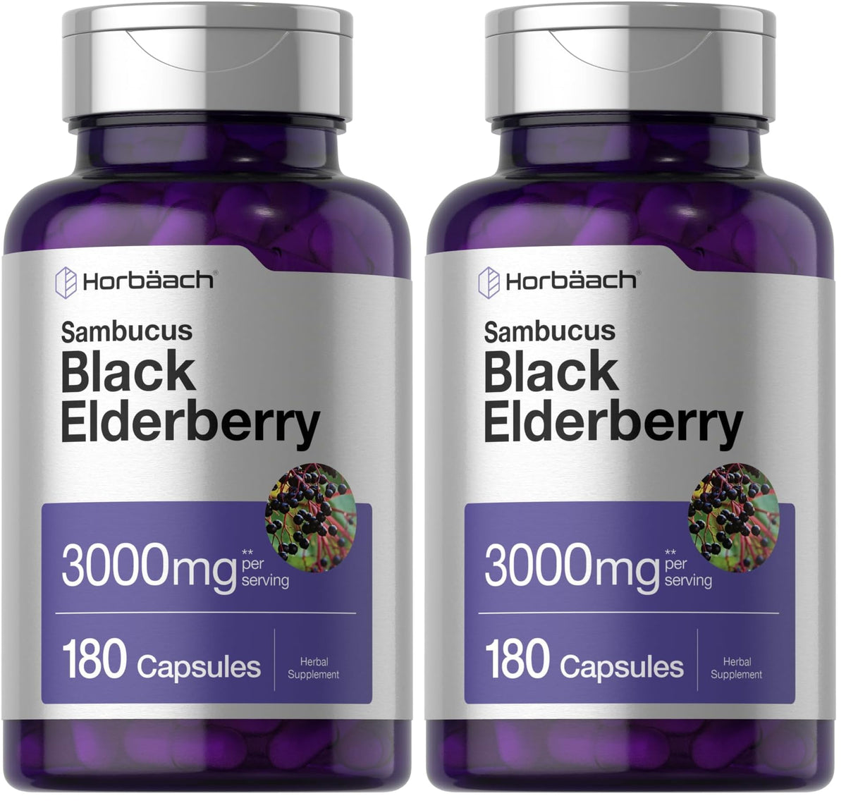 Main product image: Horbaach Black Elderberry 3000mg capsules bottle
