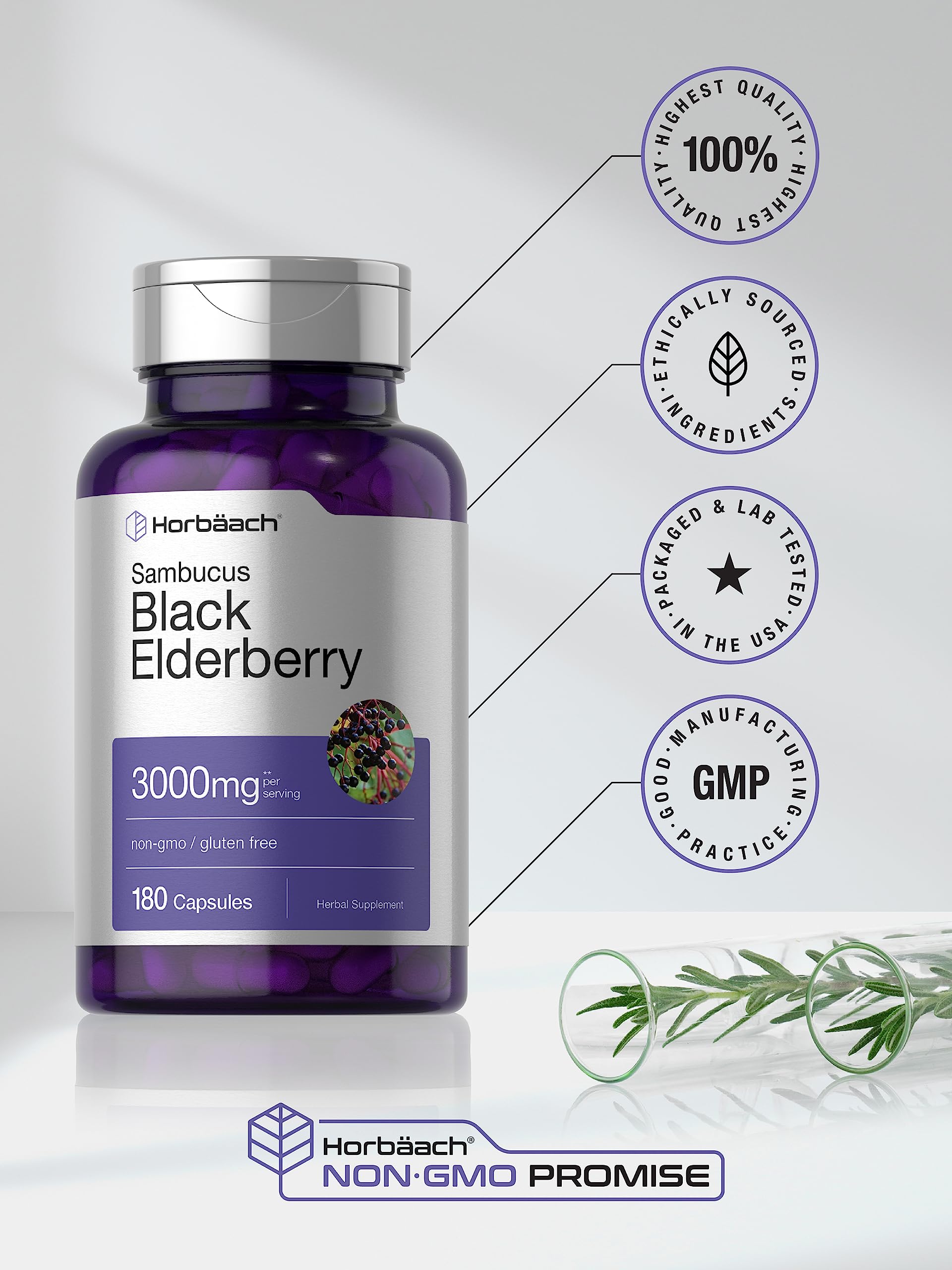 Nutritional information for Horbaach Black Elderberry 3000mg capsules