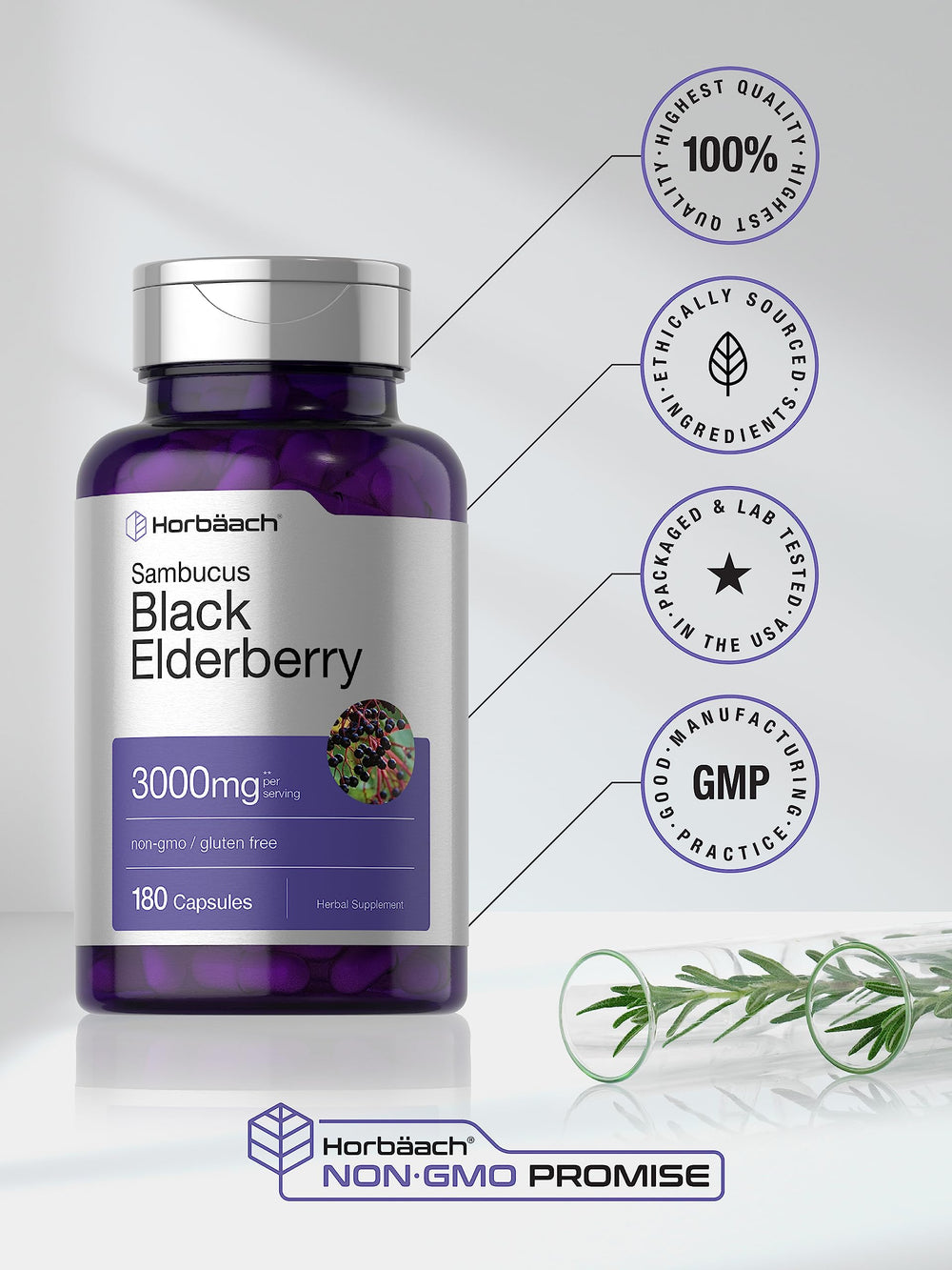 Nutritional information for Horbaach Black Elderberry 3000mg capsules