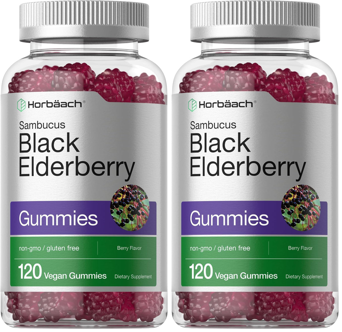 Bottle of Horbaach Black Elderberry Gummies 120-count in pack 2