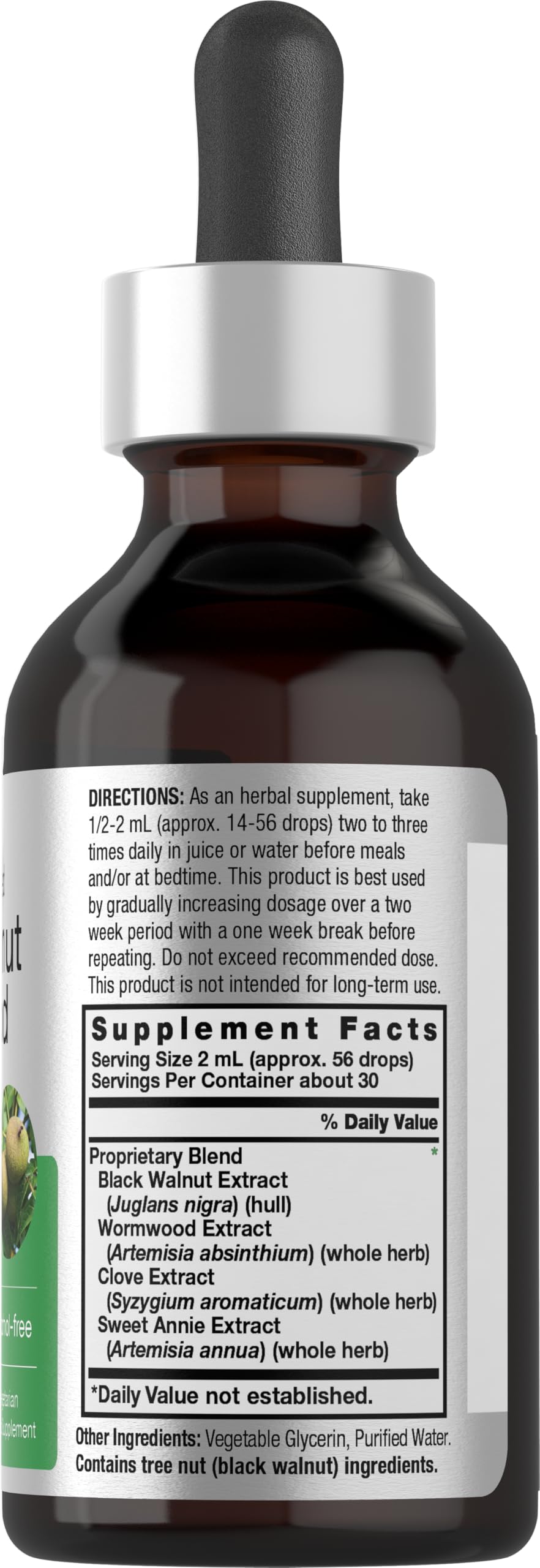 Close-up of Horbäach label on alcohol-free tincture bottle