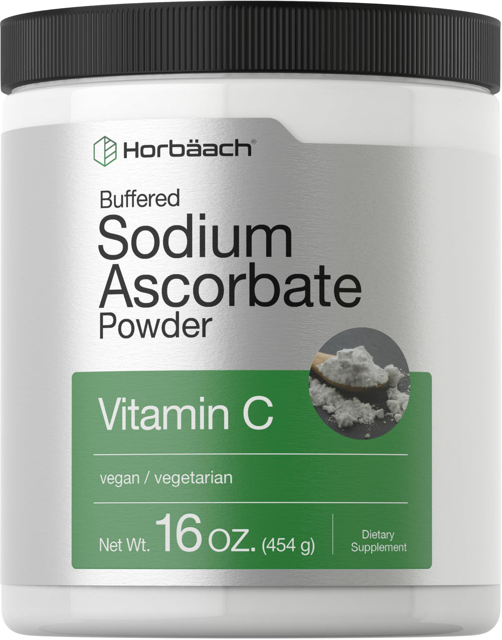 Horbäach Buffered Sodium Ascorbate Vitamin C Powder bottle 16 oz