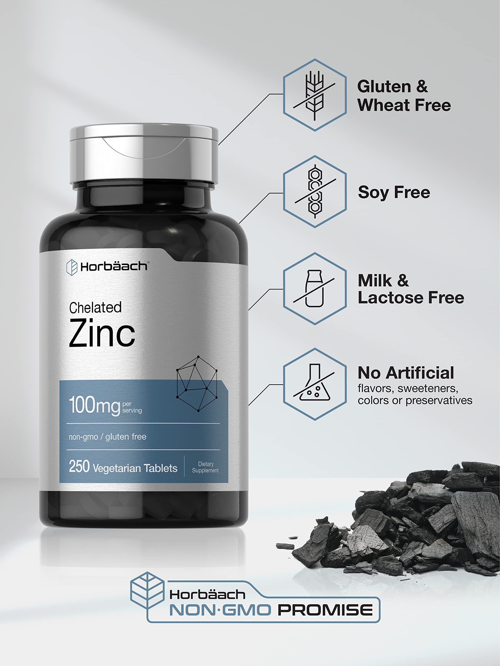 Zinc chelate 100 mg graphic indicating high potency