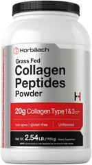 Horbaach Collagen Peptides Powder 40 oz unflavored grass-fed Type I & III bottle