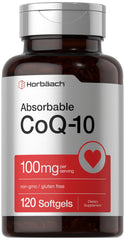 Horbäach CoQ10 100mg Softgels bottle – front view