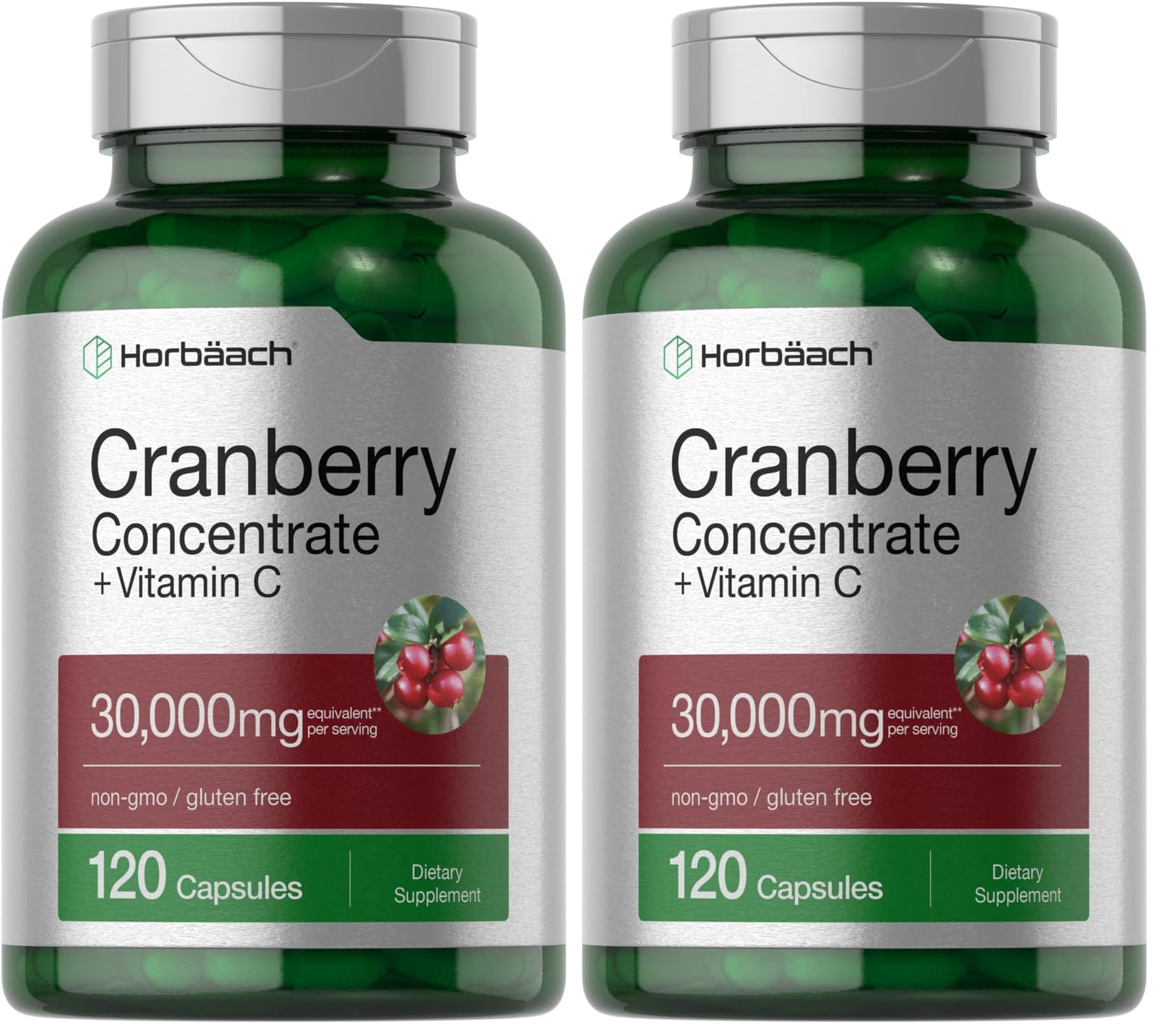 Horbäach Cranberry Concentrate pills bottle – 120 capsules, pack of 2