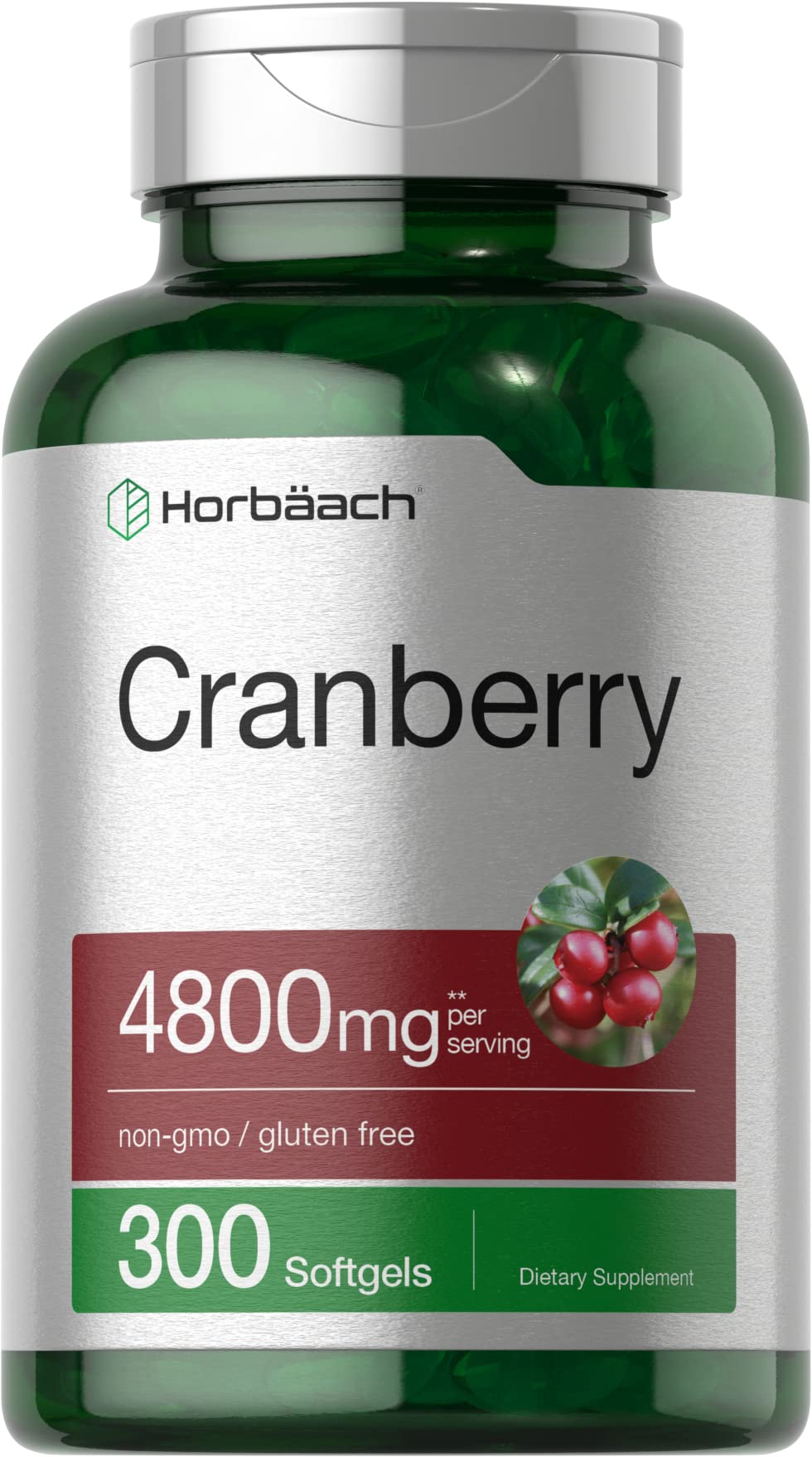 Horbäach Cranberry Pills 4800mg bottle label