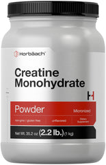 Front view of Horbäach Creatine Monohydrate Powder 2.2 lb tub