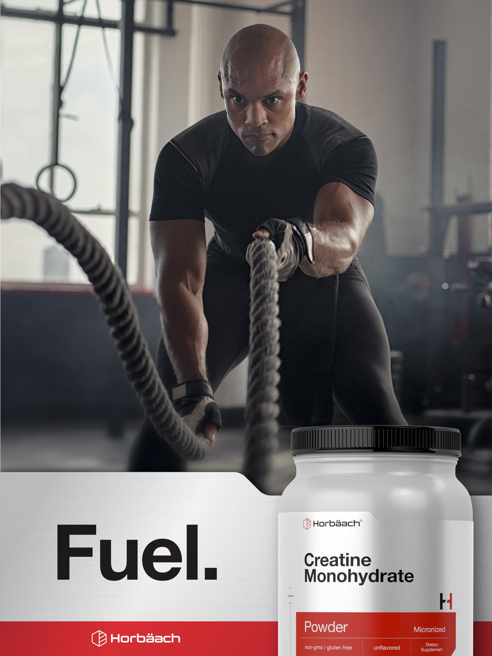 Scoop of Horbäach Creatine Monohydrate Powder