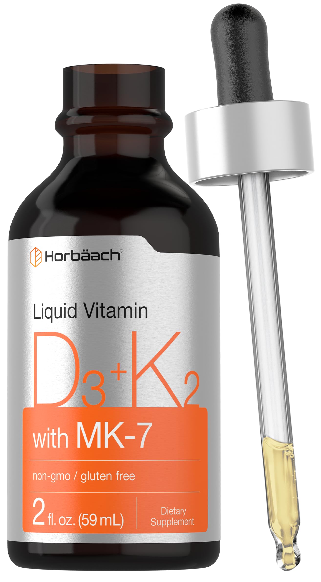 Horbäach Vitamin D3 K2 Liquid Drops bottle, 2 oz