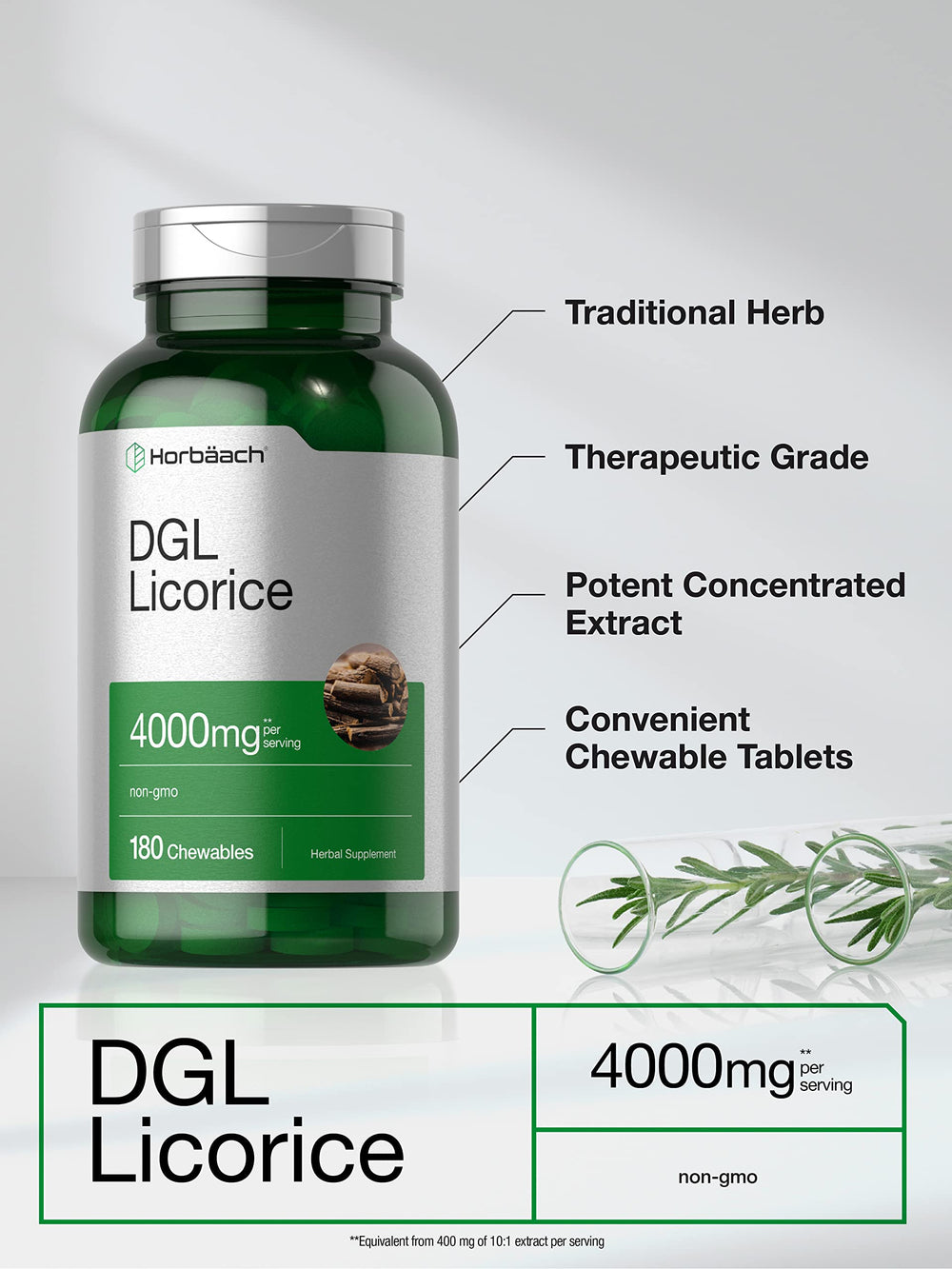 Close-up of Horbäach DGL licorice chewable tablets
