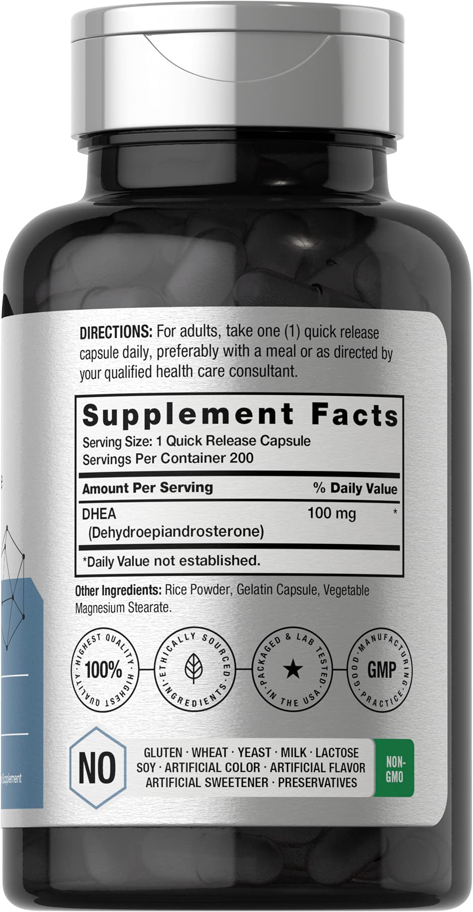 Horbäach DHEA quick-release capsules for fast absorption.