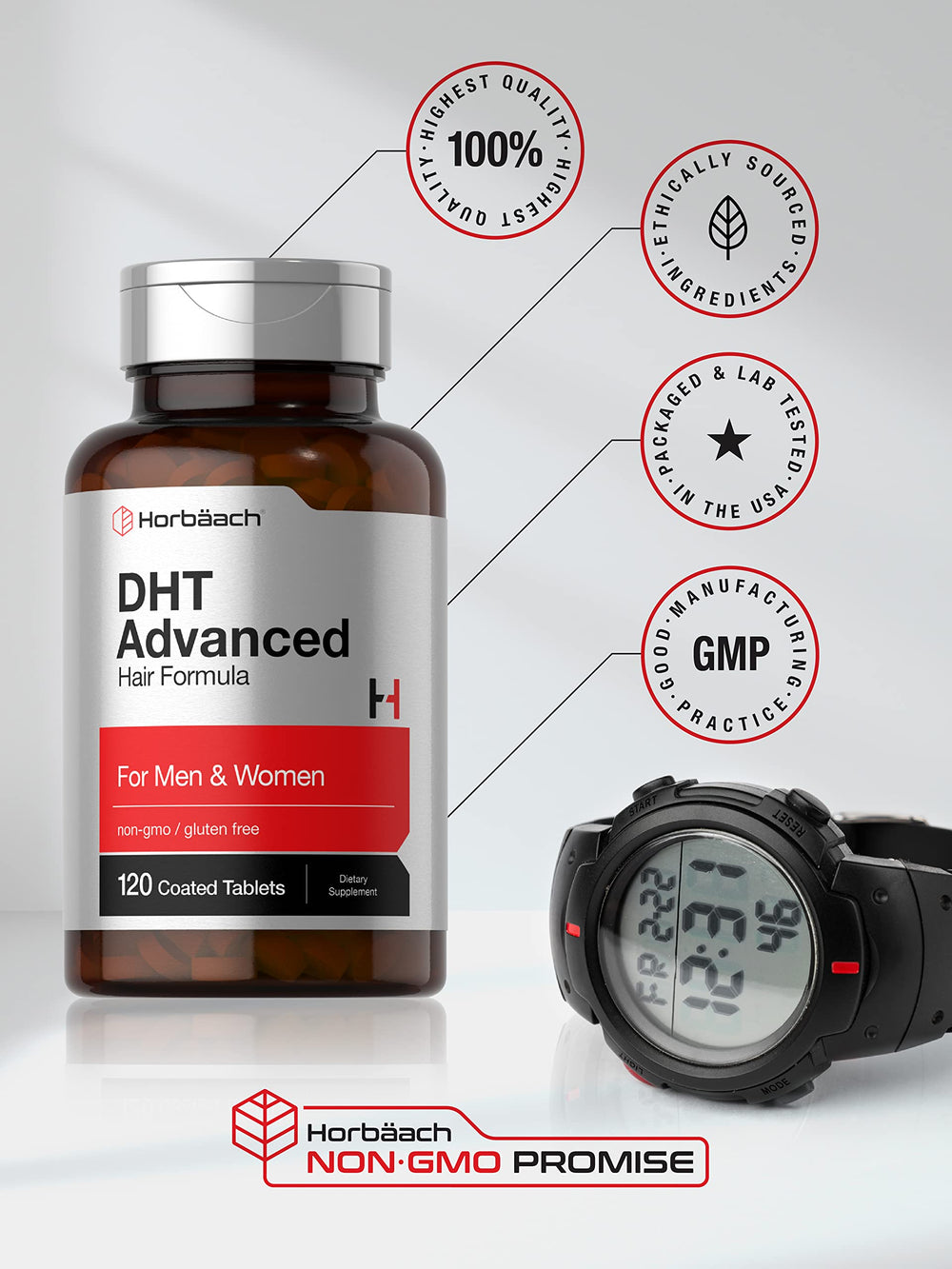 Supplement facts panel of Horbäach DHT Advanced Hair Formula