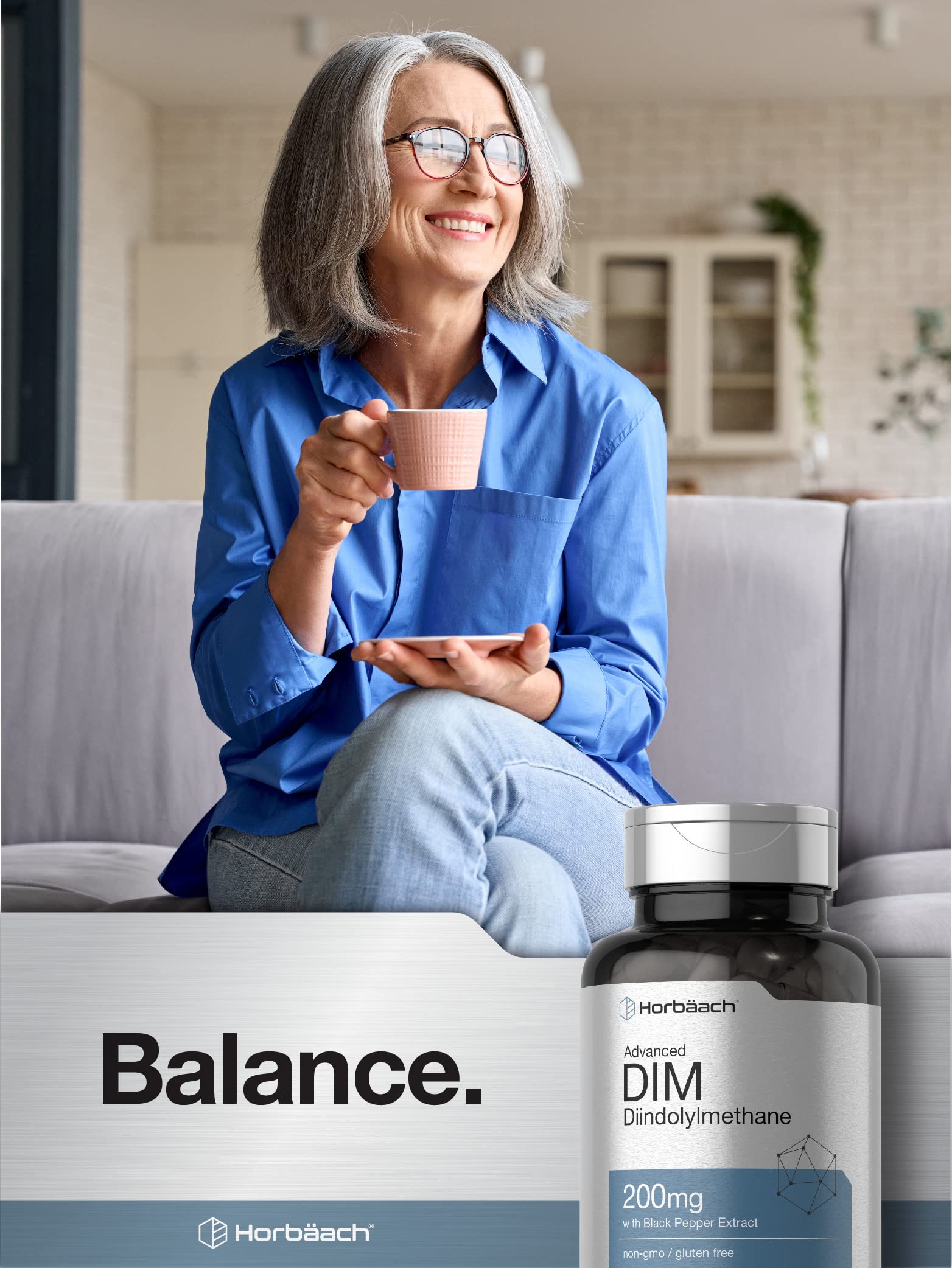 Gluten-free and Non-GMO DIM supplement label