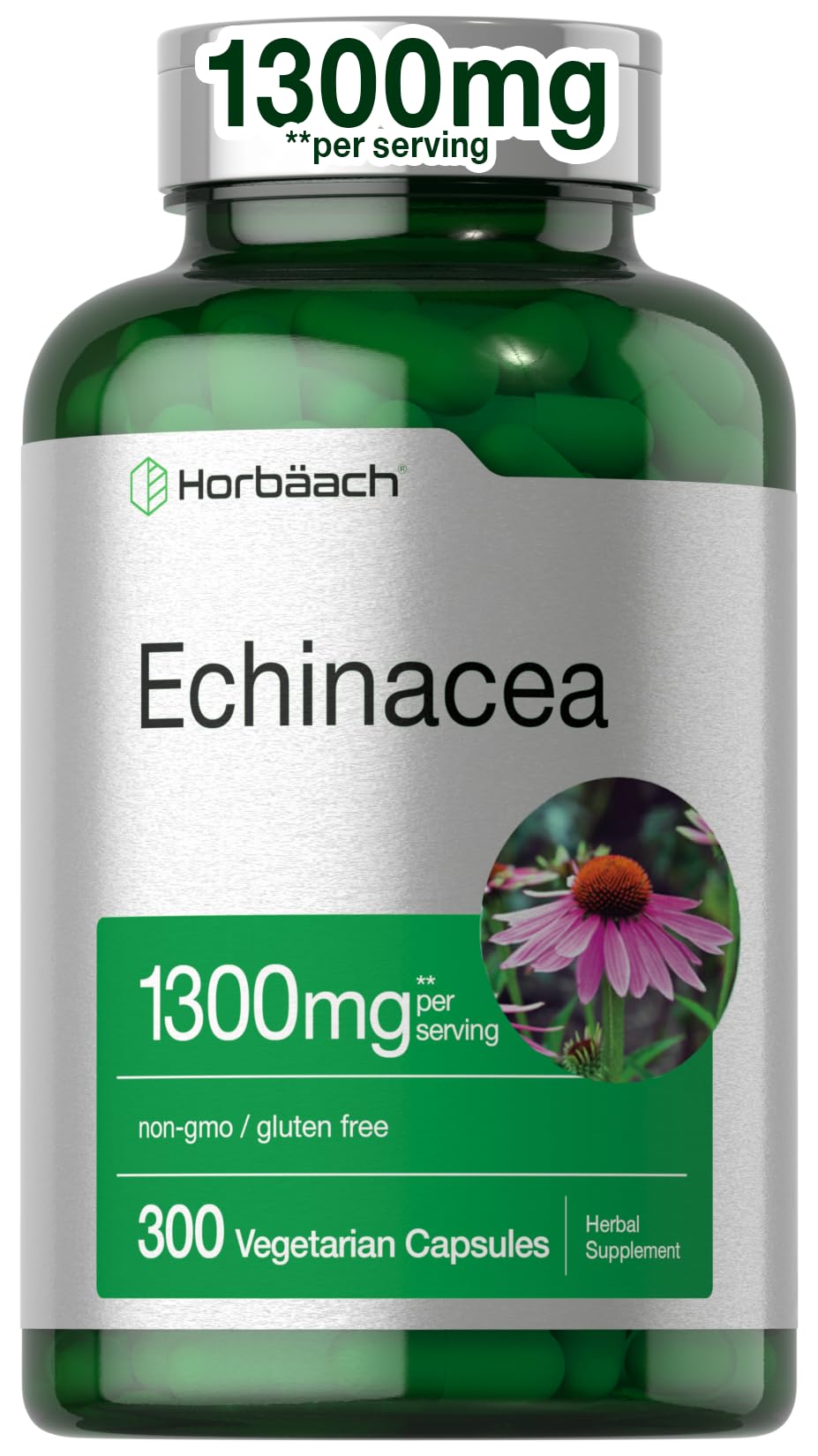 Horbäach Echinacea Extract Capsules 1300mg – front view