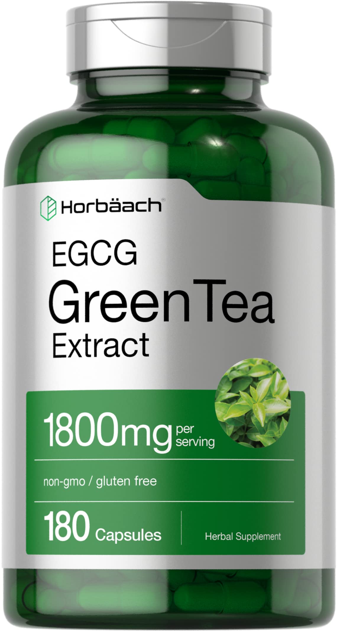 Horbäach EGCG Green Tea Extract Pills bottle with 180 capsules