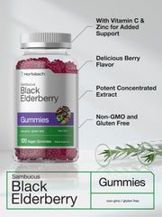 Supplement facts showing zinc and vitamin C with elderberry