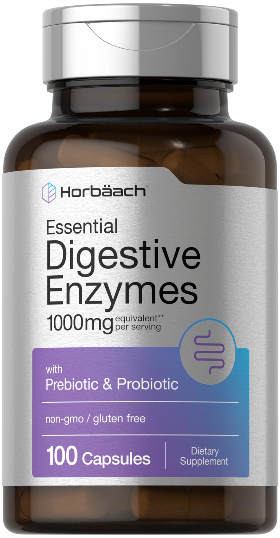 Horbäach Essential Digestive Enzymes bottle – 100 capsules