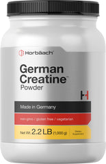 Front view of Horbäach German Creatine Powder 1000g package