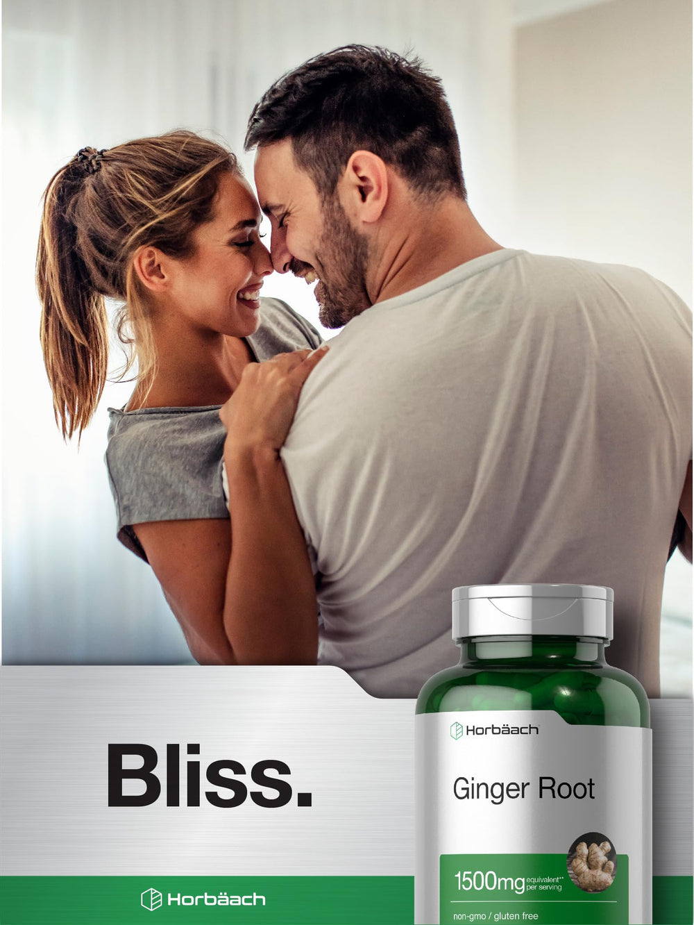 Horbäach Ginger Root Capsules bottle with capsules on white